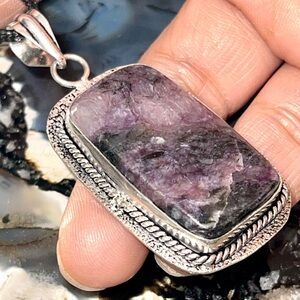 Rectangular Shape Charoite Pendant 2 1/4”